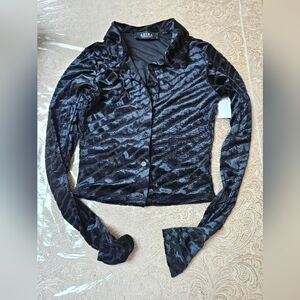 AKIRA Black Textured Button-Up Shirt